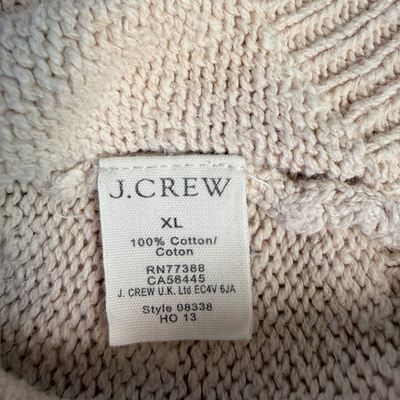 J Crew Cowl Neck Striped Button Down Tan Navy Preppy Cardigan Knit Sweater XL - Picture 9 of 10